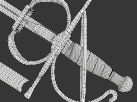 Medieval Fencing Sword 3D Model