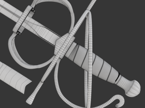 Medieval Fencing Sword 3D Model