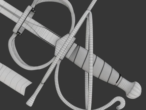 Medieval Fencing Sword 3D Model