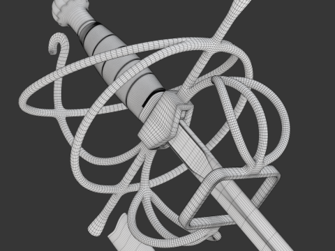 Medieval Fencing Sword 3D Model