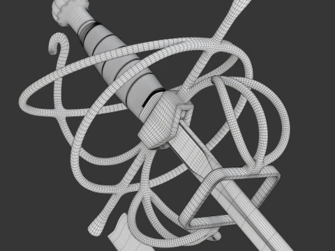 Medieval Fencing Sword 3D Model