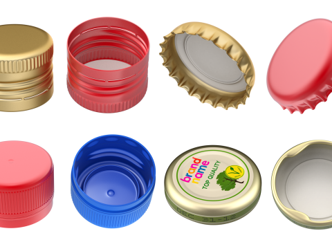 Bottle Cap Set 3D Model