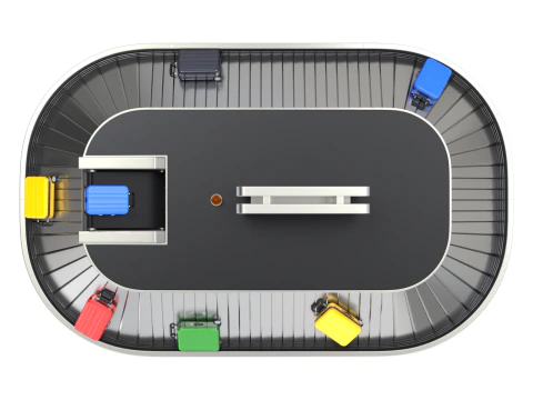 Airport Claim Transporter with Baggage 3D Model