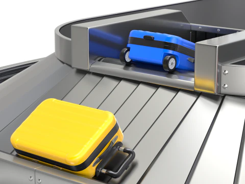 Airport Claim Transporter with Baggage 3D Model