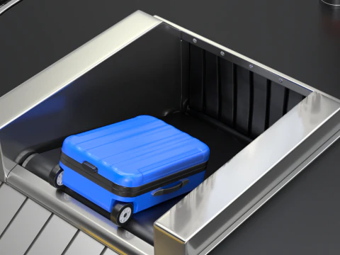 Airport Claim Transporter with Baggage 3D Model