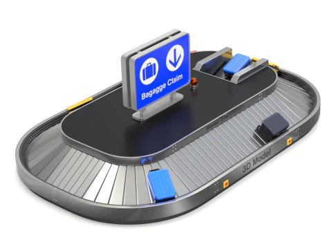 Airport Claim Transporter with Baggage 3D Model