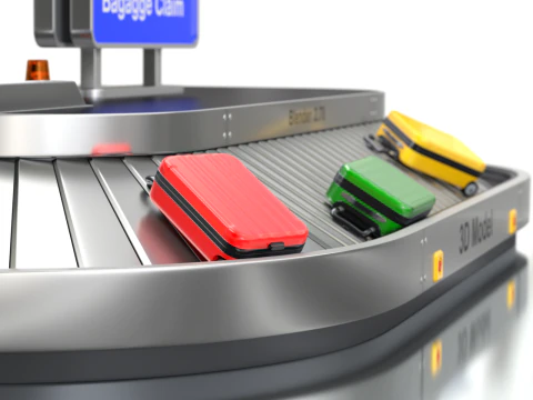 Airport Claim Transporter with Baggage 3D Model