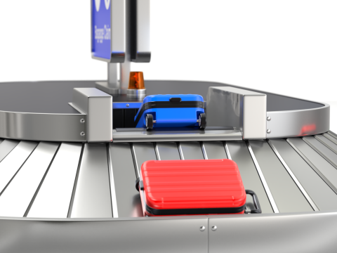 Airport Claim Transporter with Baggage 3D मॉडल