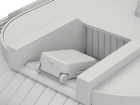 Airport Claim Transporter with Baggage 3D Model