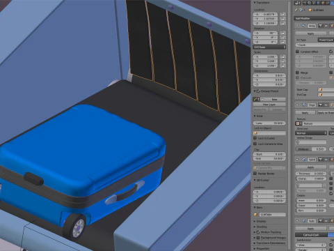 Airport Claim Transporter with Baggage 3D Model
