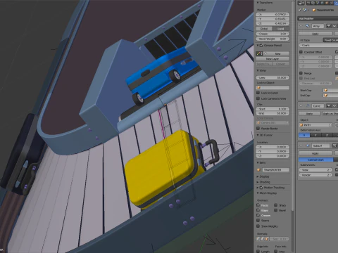 Airport Claim Transporter with Baggage 3D Model