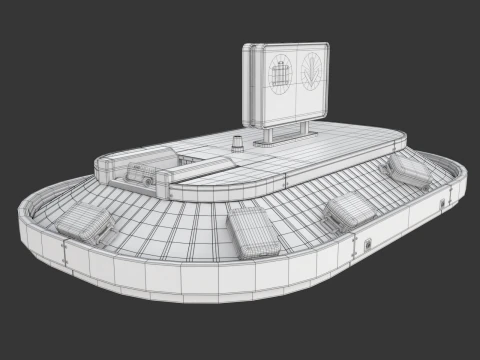 Airport Claim Transporter with Baggage 3D Model