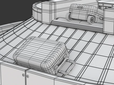 Airport Claim Transporter with Baggage 3D Model