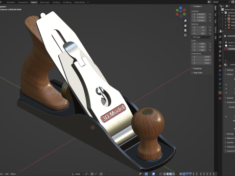 Wood Plane 3D मॉडल