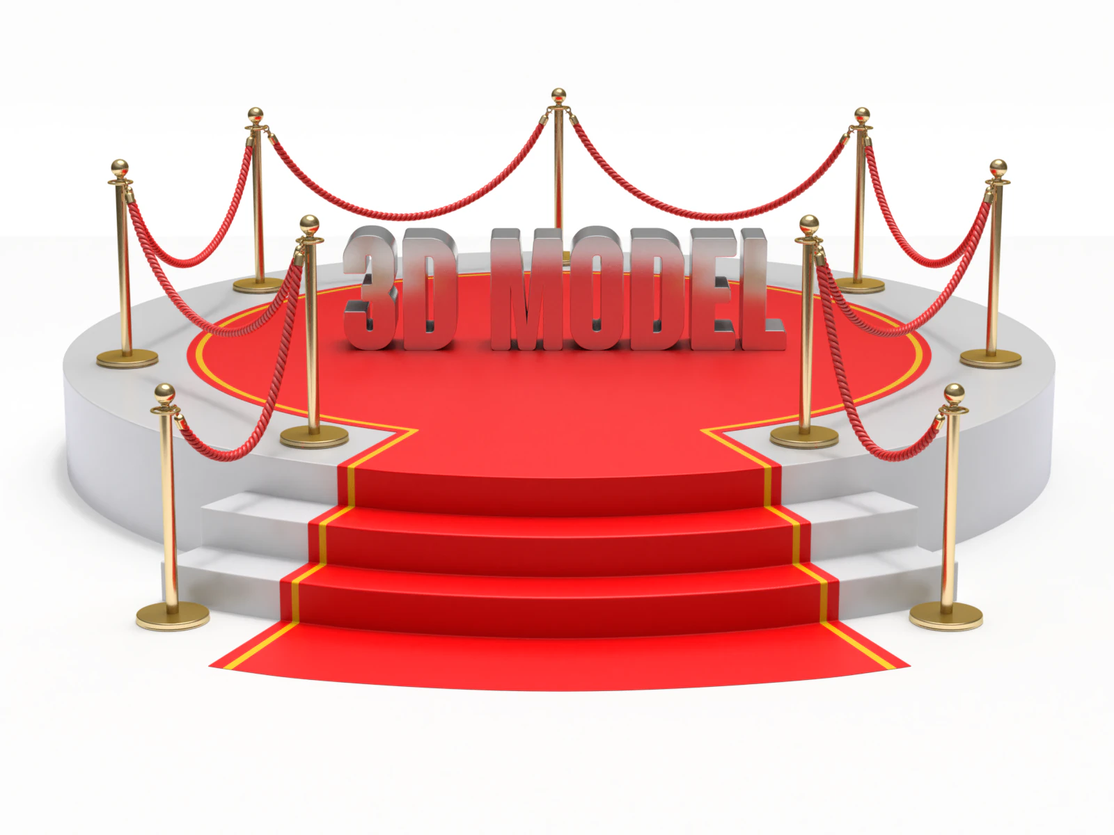 Round stage with red carpet 3D Model .c4d .max .obj .3ds .fbx .stl .blend 
