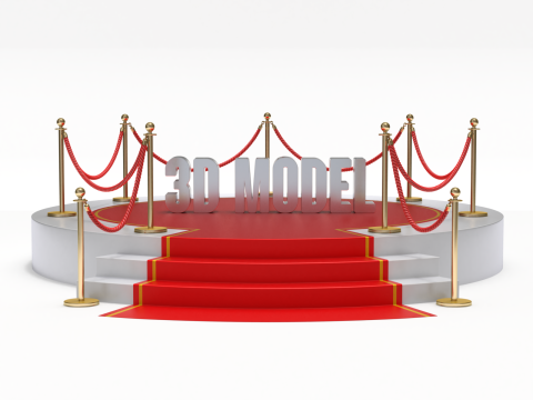 Round stage with red carpet 3D 模型