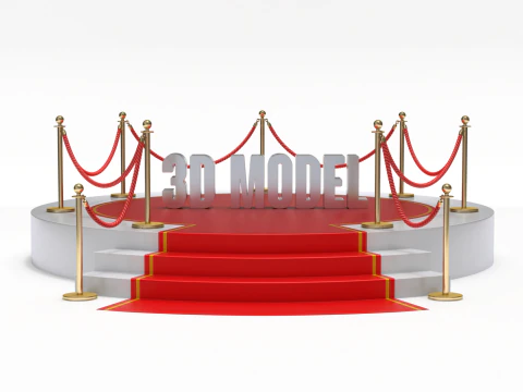 Round stage with red carpet 3D Model