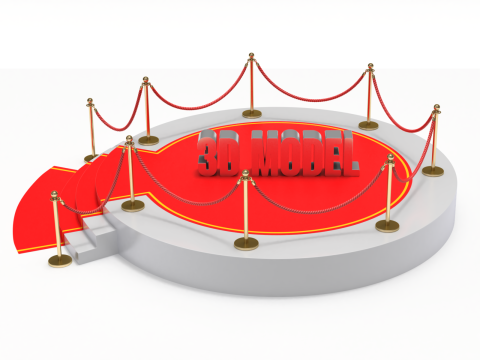Round stage with red carpet 3D 模型
