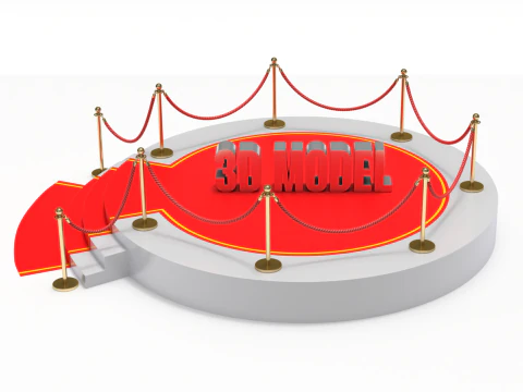 Round stage with red carpet 3D Model