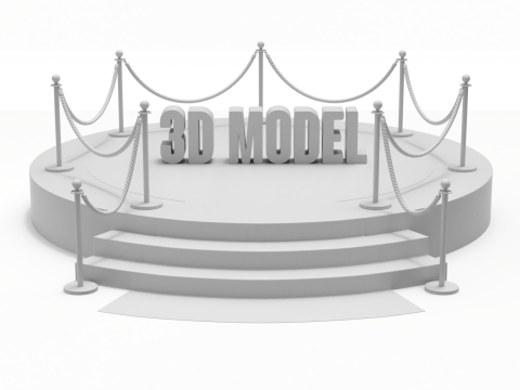Round stage with red carpet 3D 模型