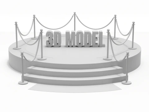 Round stage with red carpet 3D Model