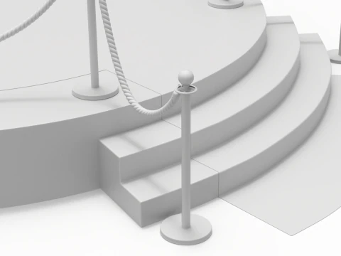 Round stage with red carpet 3D Model