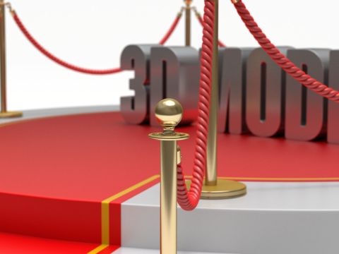 Round stage with red carpet 3D 模型
