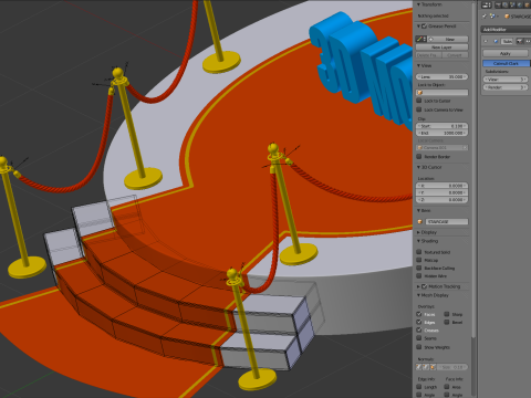 Round stage with red carpet 3D 模型