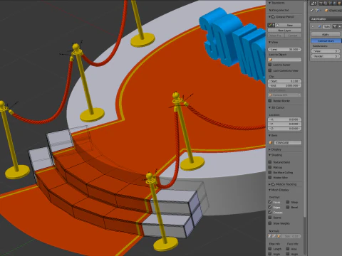 Round stage with red carpet 3D Model