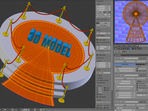 Round stage with red carpet 3D 模型