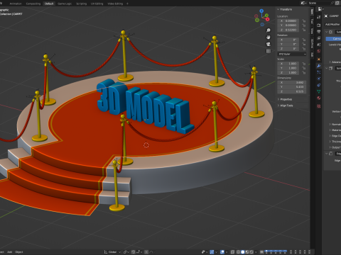 Round stage with red carpet 3D 模型