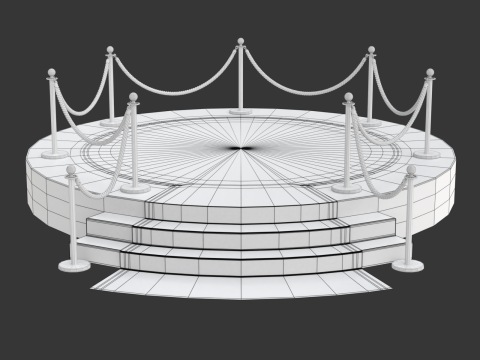 Round stage with red carpet 3D 模型