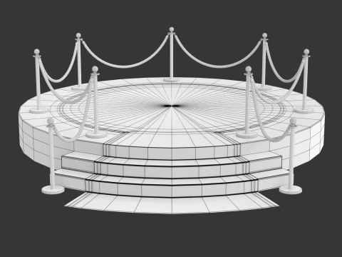 Round stage with red carpet 3D Model