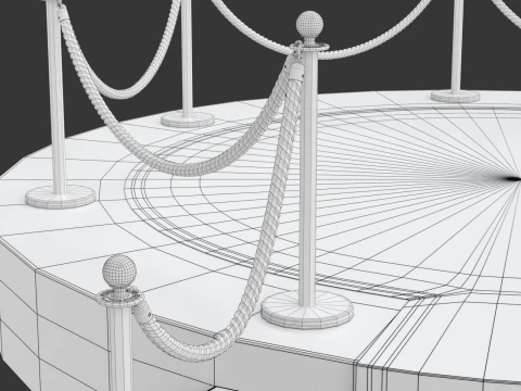 Round stage with red carpet 3D Model