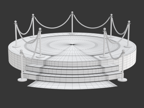 Round stage with red carpet 3D 模型