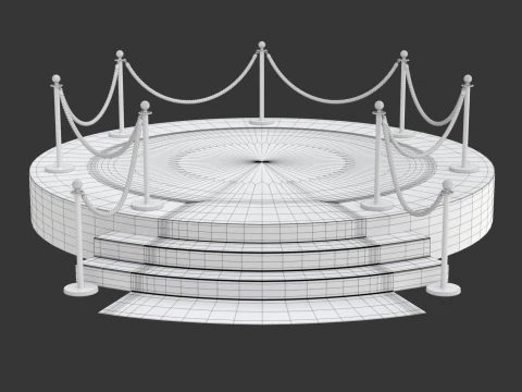Round stage with red carpet 3D Model