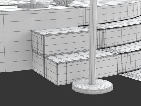 Round stage with red carpet 3D Model