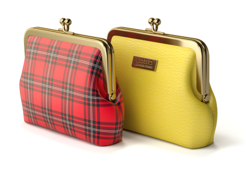 Leather and Fabric Purse Model 3D