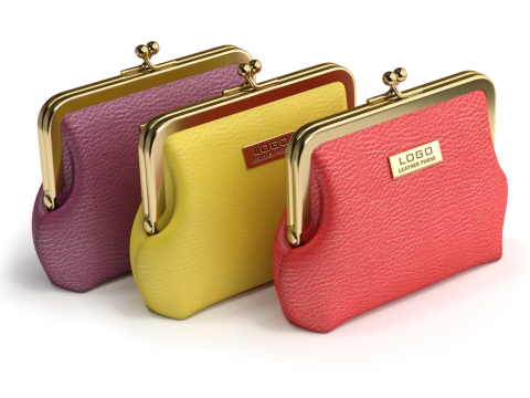 Leather and Fabric Purse Model 3D