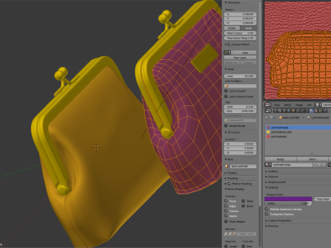 Leather and Fabric Purse Model 3D