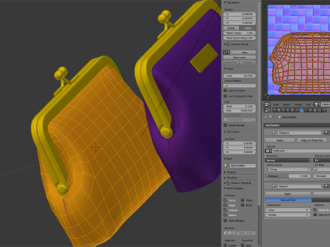 Leather and Fabric Purse Model 3D