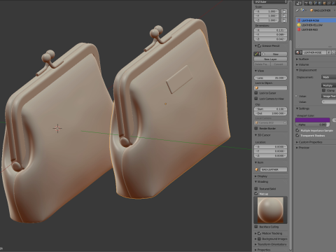 Leather and Fabric Purse Model 3D