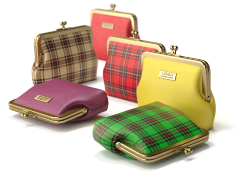 Leather and Fabric Purse Model 3D