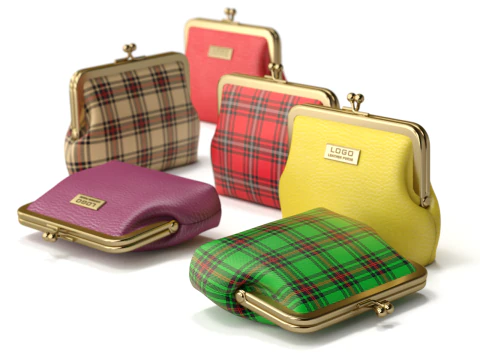 Leather and Fabric Purse 3D Model
