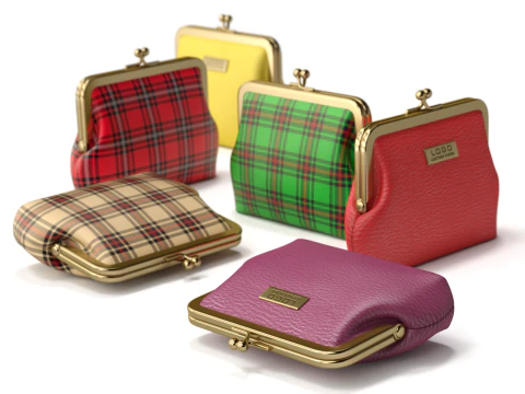 Leather and Fabric Purse 3D Model