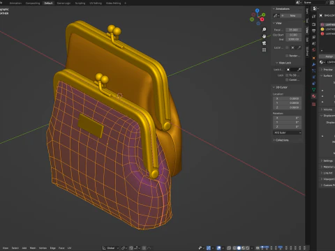 Leather and Fabric Purse 3D Model