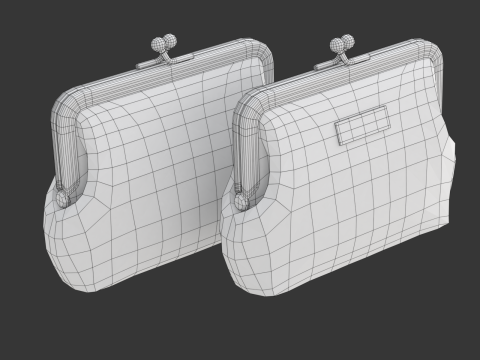 Leather and Fabric Purse Model 3D