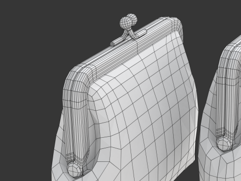 Leather and Fabric Purse Model 3D
