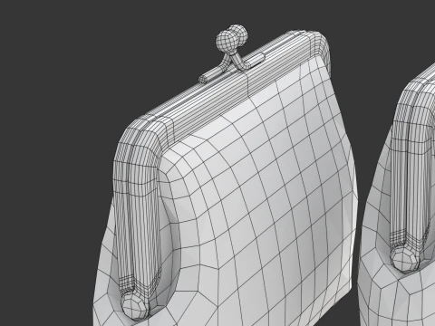 Leather and Fabric Purse 3D Model