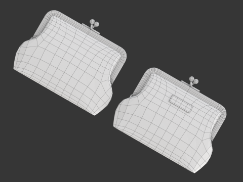 Leather and Fabric Purse Model 3D
